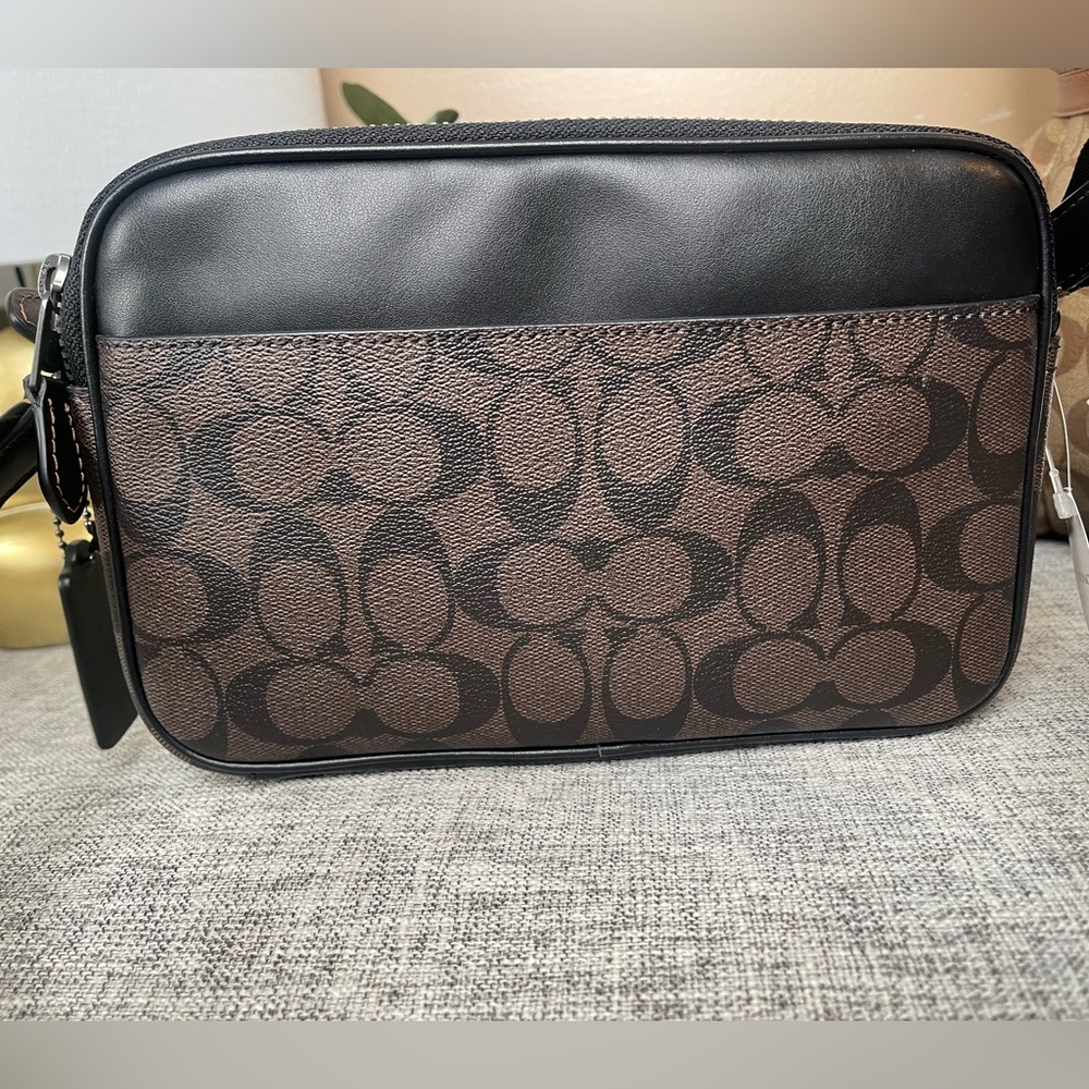 $179 COACH GRAHAM Crossbody In Signature Canvas with Stripe Mahogany Multi - Picture 6 of 7